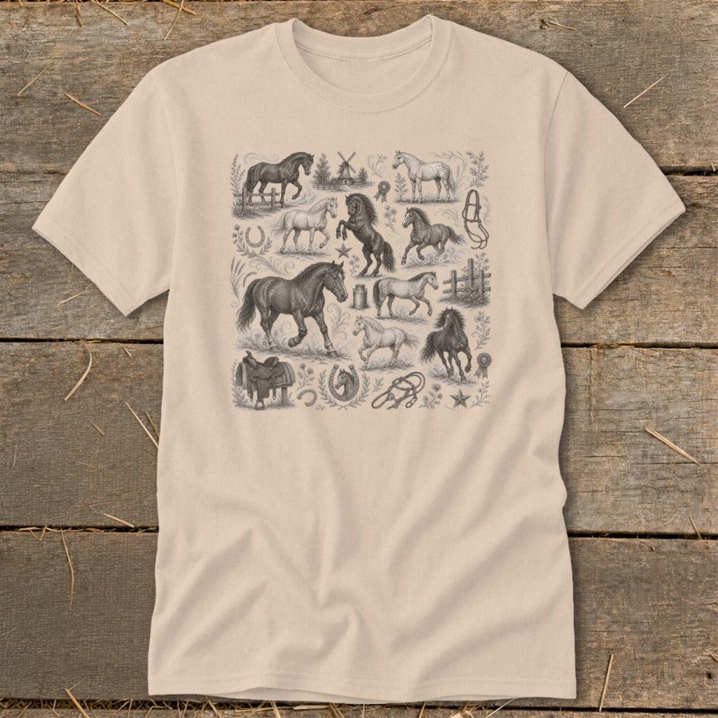 Vintage Drawing Horses Classic Tee