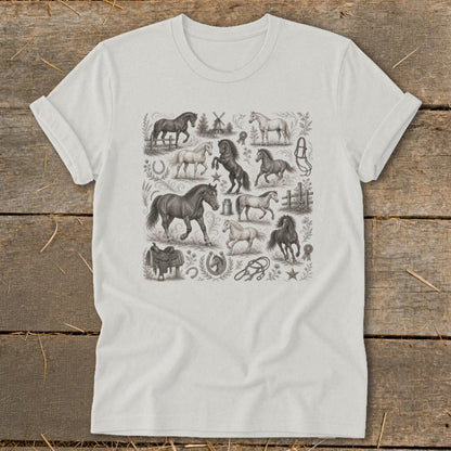 Vintage Drawing Horses Softstyle Tee