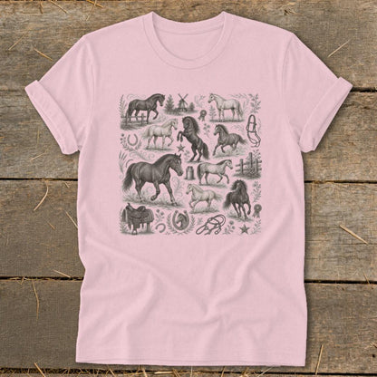 Vintage Drawing Horses Softstyle Tee