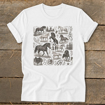 Vintage Drawing Horses Softstyle Tee