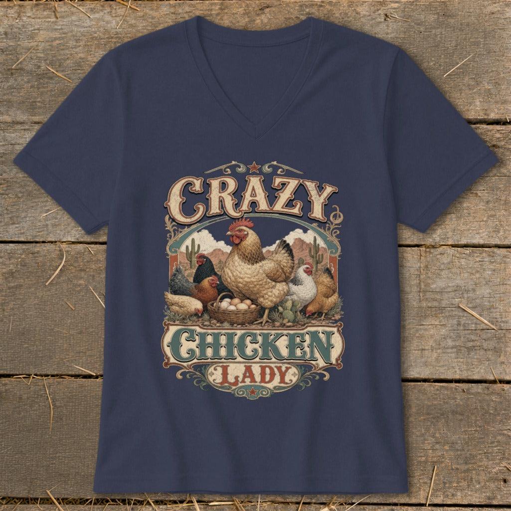 Western Crazy Chicken Lady V-neck
