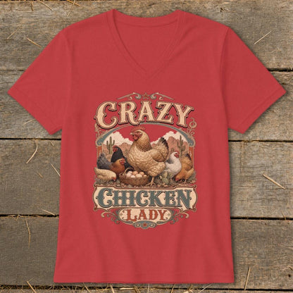 Western Crazy Chicken Lady V-neck