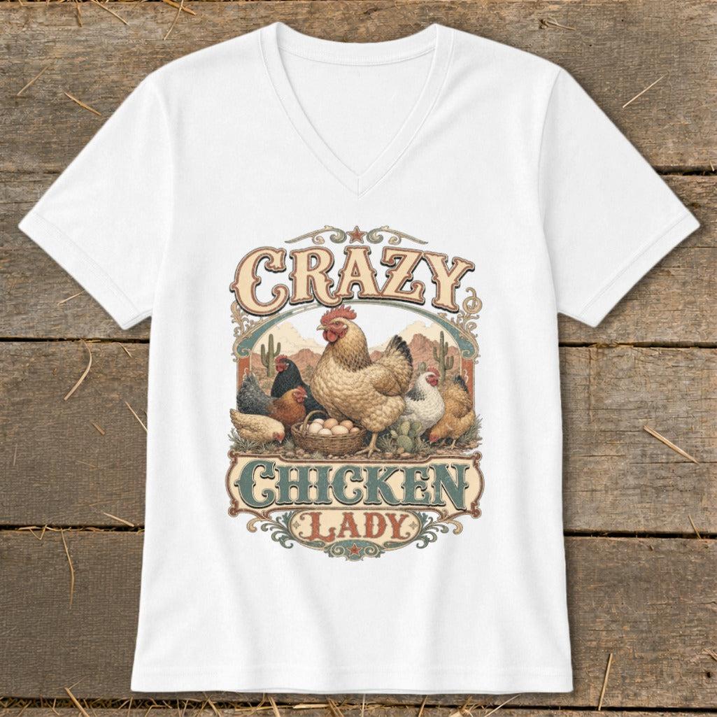 Western Crazy Chicken Lady V-neck