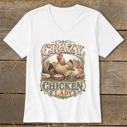 Western Crazy Chicken Lady V-neck