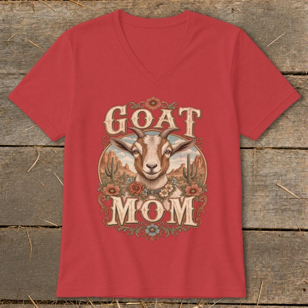Western Goat Mom V-neck