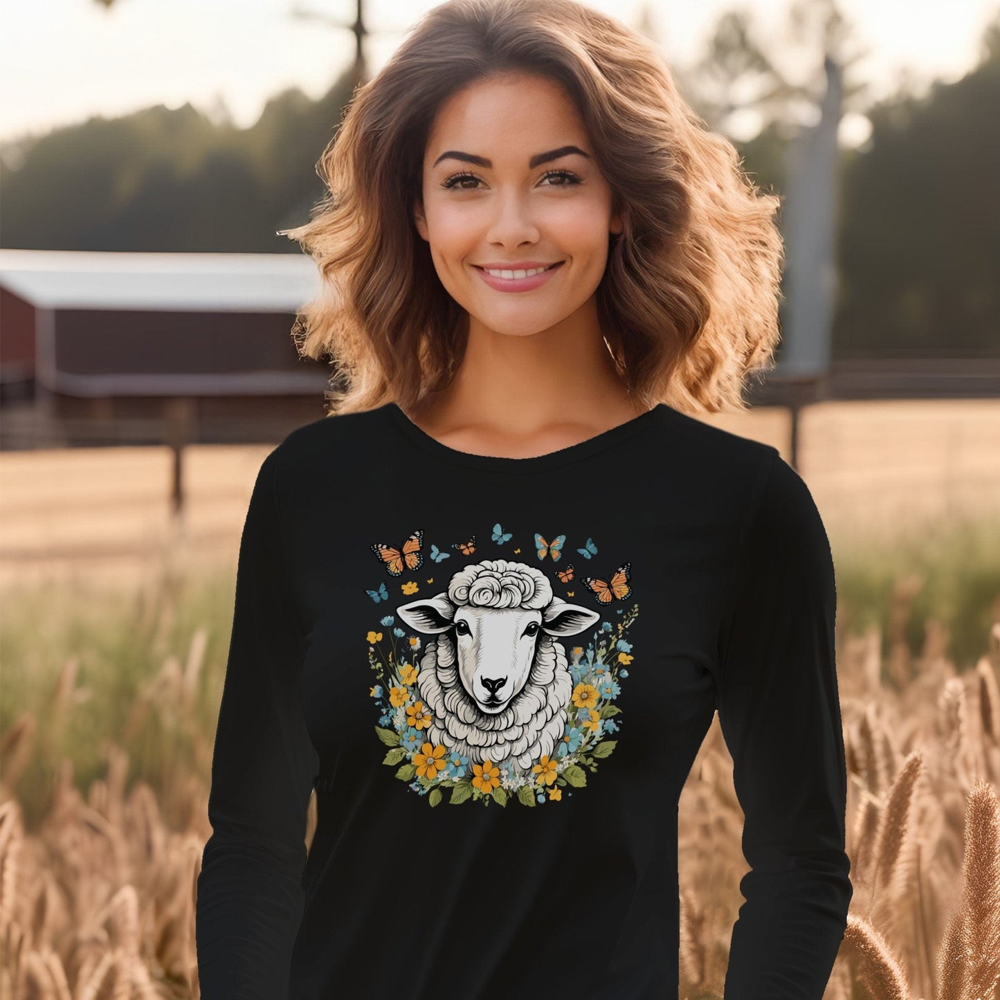 Whimsical Sheep Long Sleeve Tee