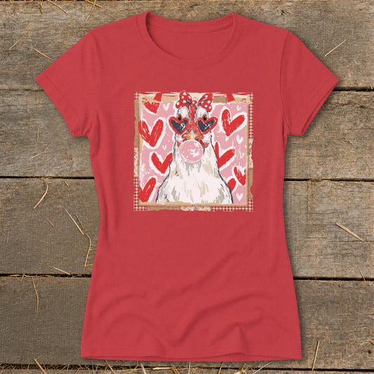 Whimsical Valentine - Chicken Ladies Tee - Red