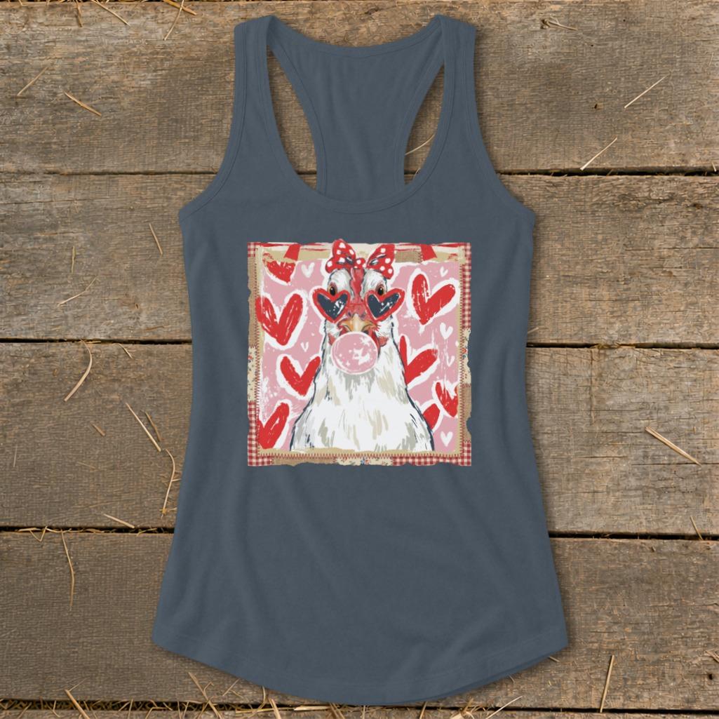 Whimsical Valentine - Chicken Racerback Tank