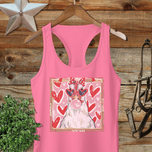 Whimsical Valentine - Chicken Racerback Tank