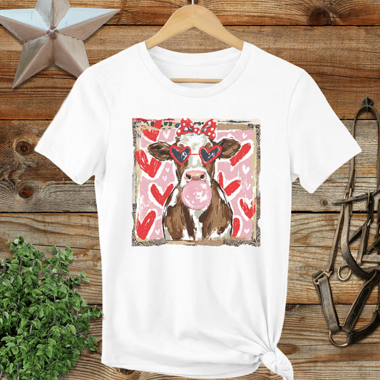 Whimsical Valentine - Cow Ladies Tee