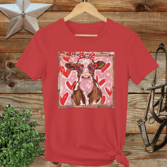 Whimsical Valentine - Cow Ladies Tee