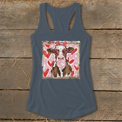 Whimsical Valentine - Cow Racerback Tank