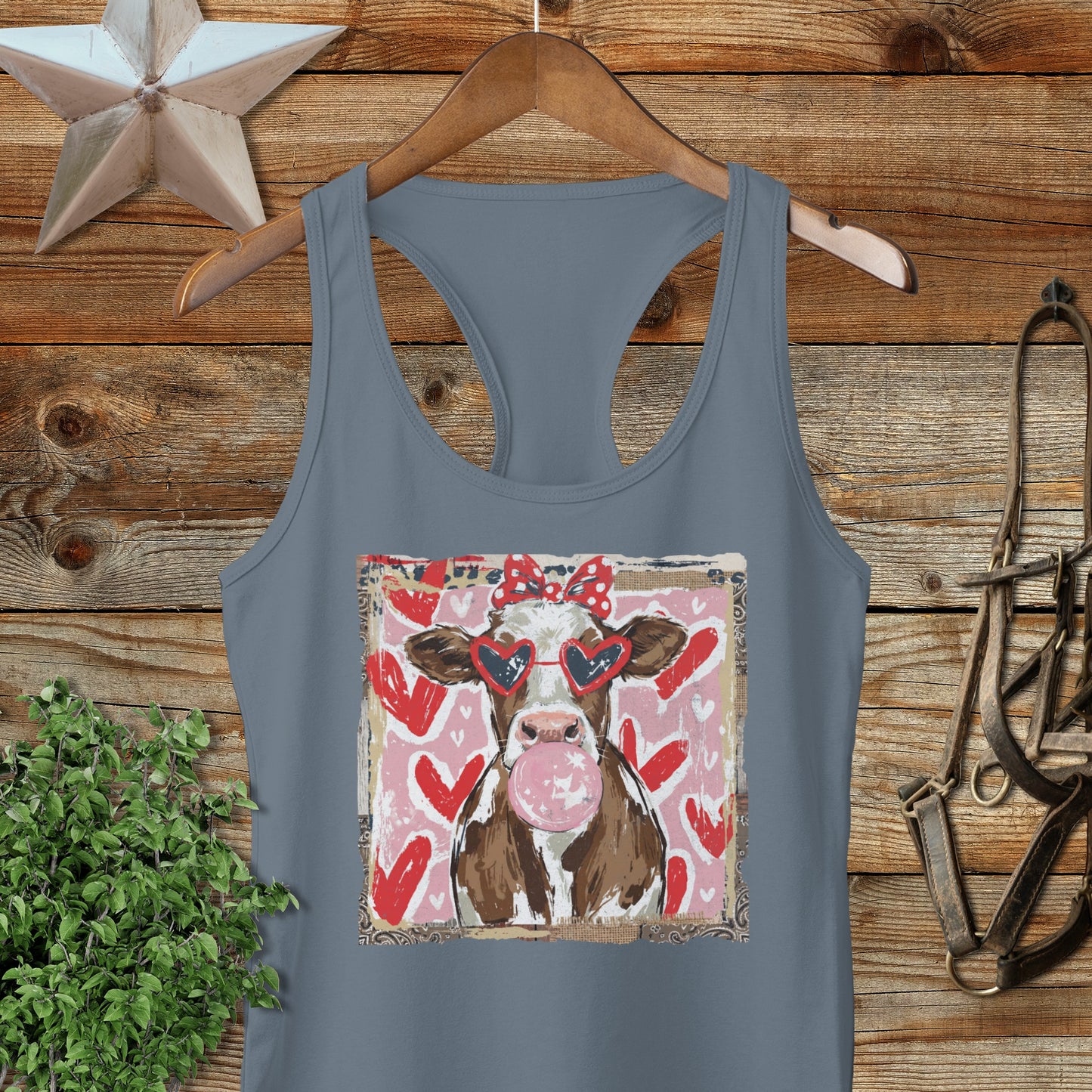 Whimsical Valentine - Cow Racerback Tank