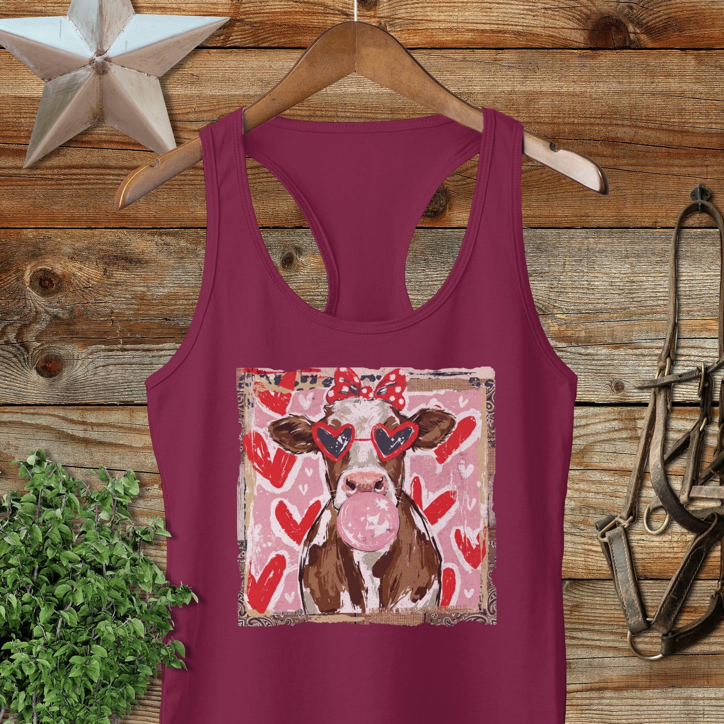 Whimsical Valentine - Cow Racerback Tank