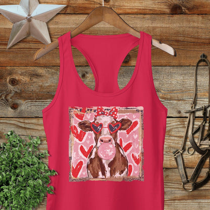 Whimsical Valentine - Cow Racerback Tank