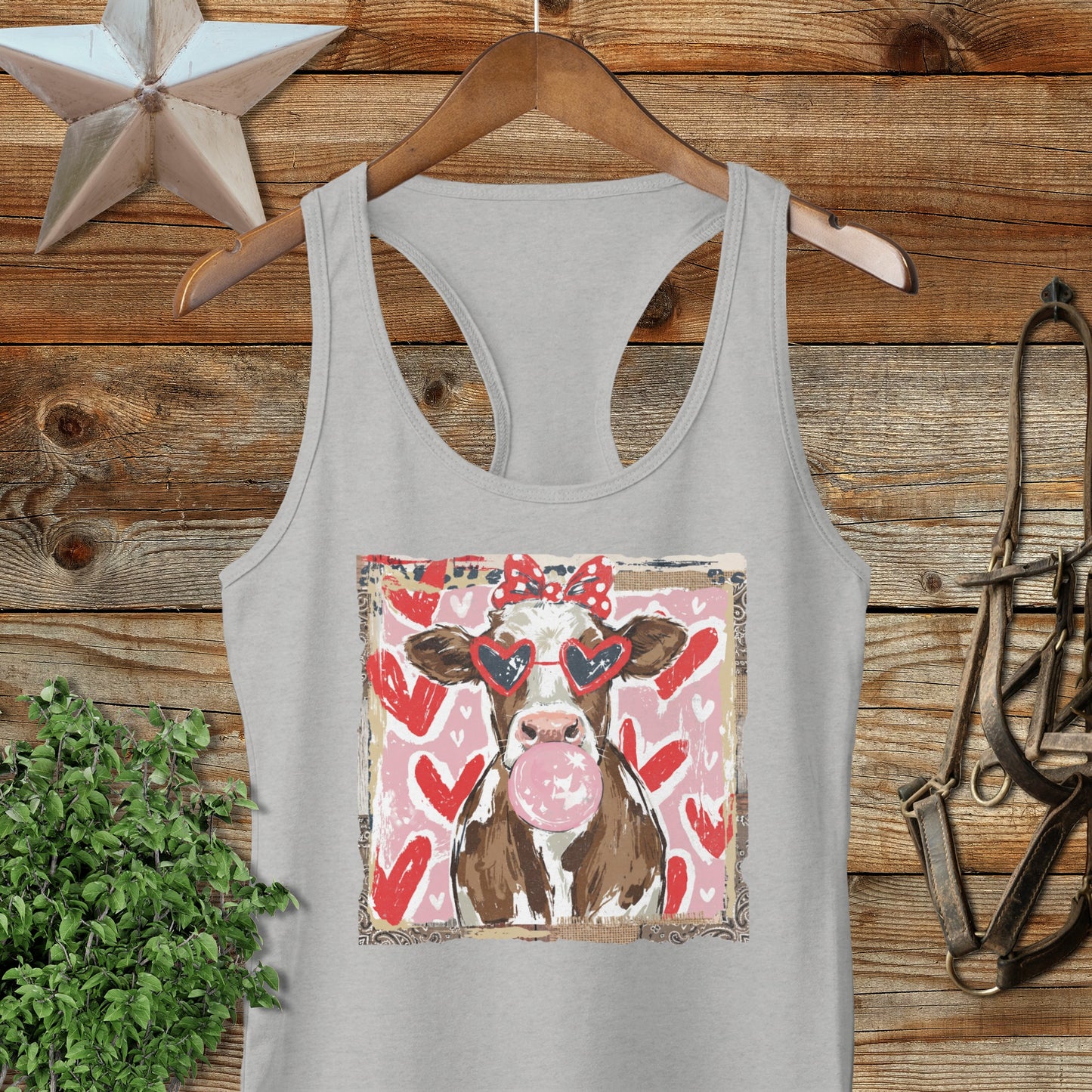 Whimsical Valentine - Cow Racerback Tank