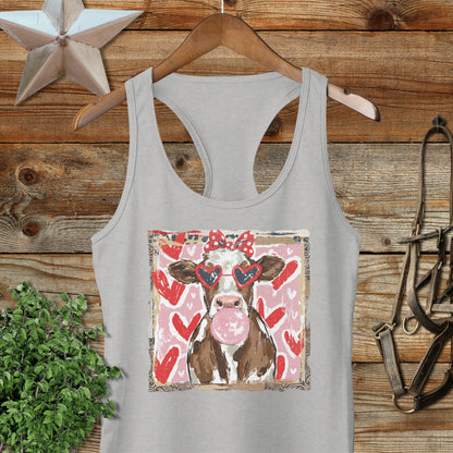 Whimsical Valentine - Cow Racerback Tank