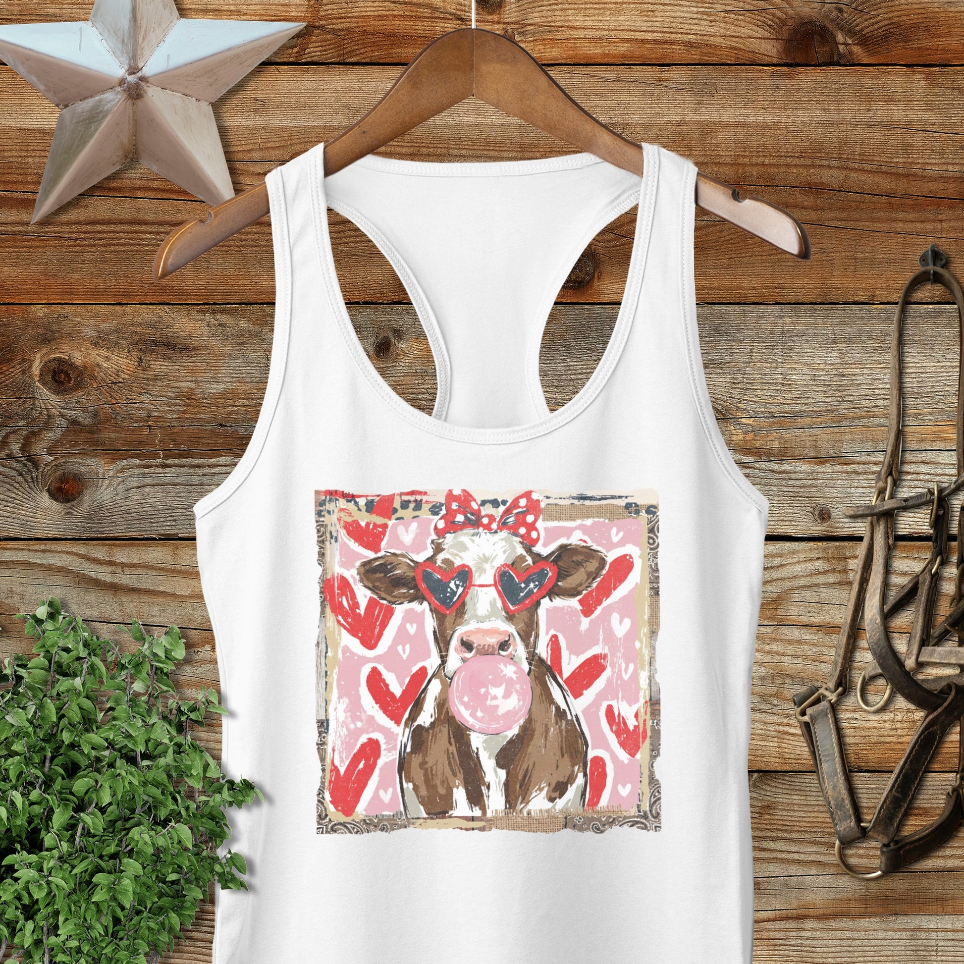 Whimsical Valentine - Cow Racerback Tank