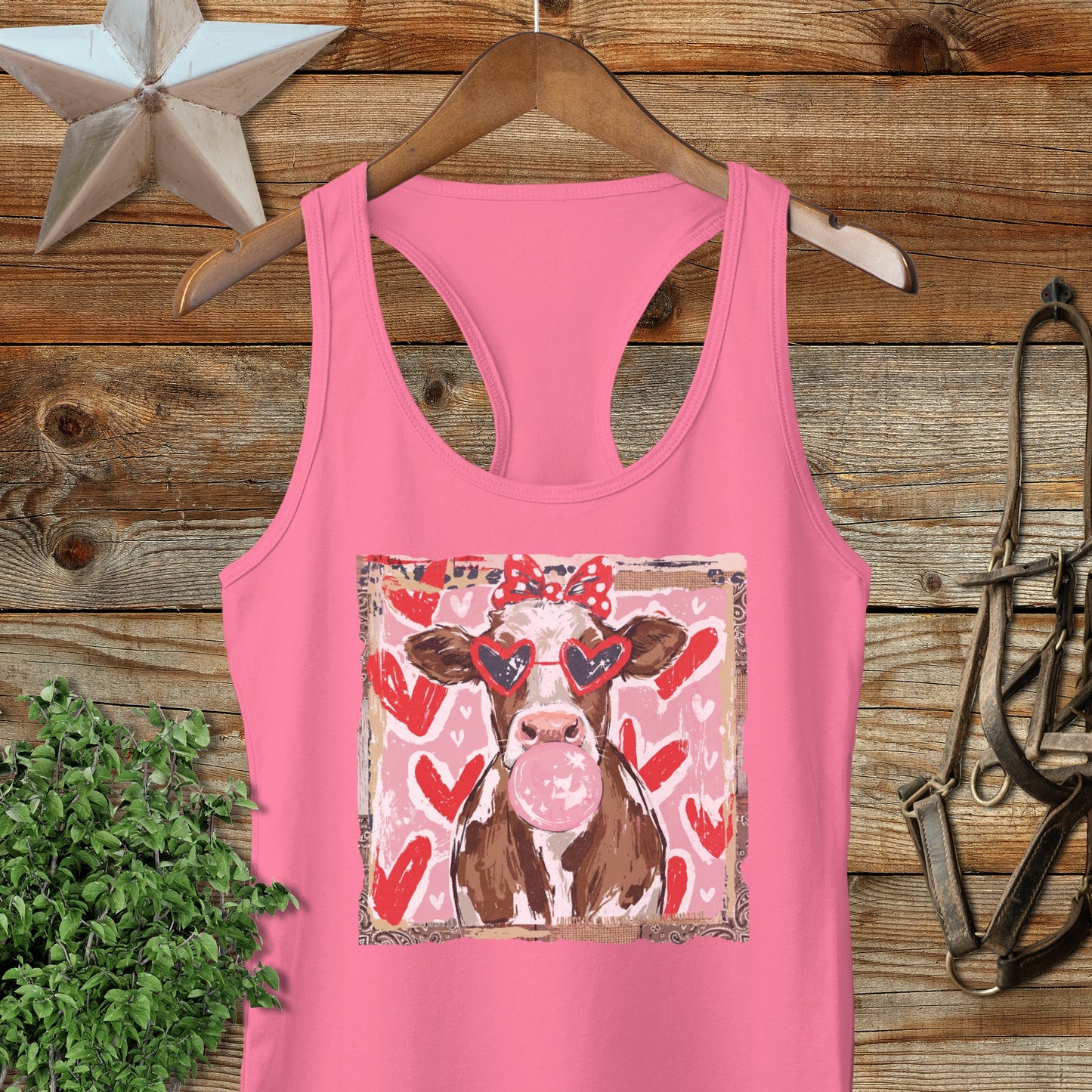 Whimsical Valentine - Cow Racerback Tank