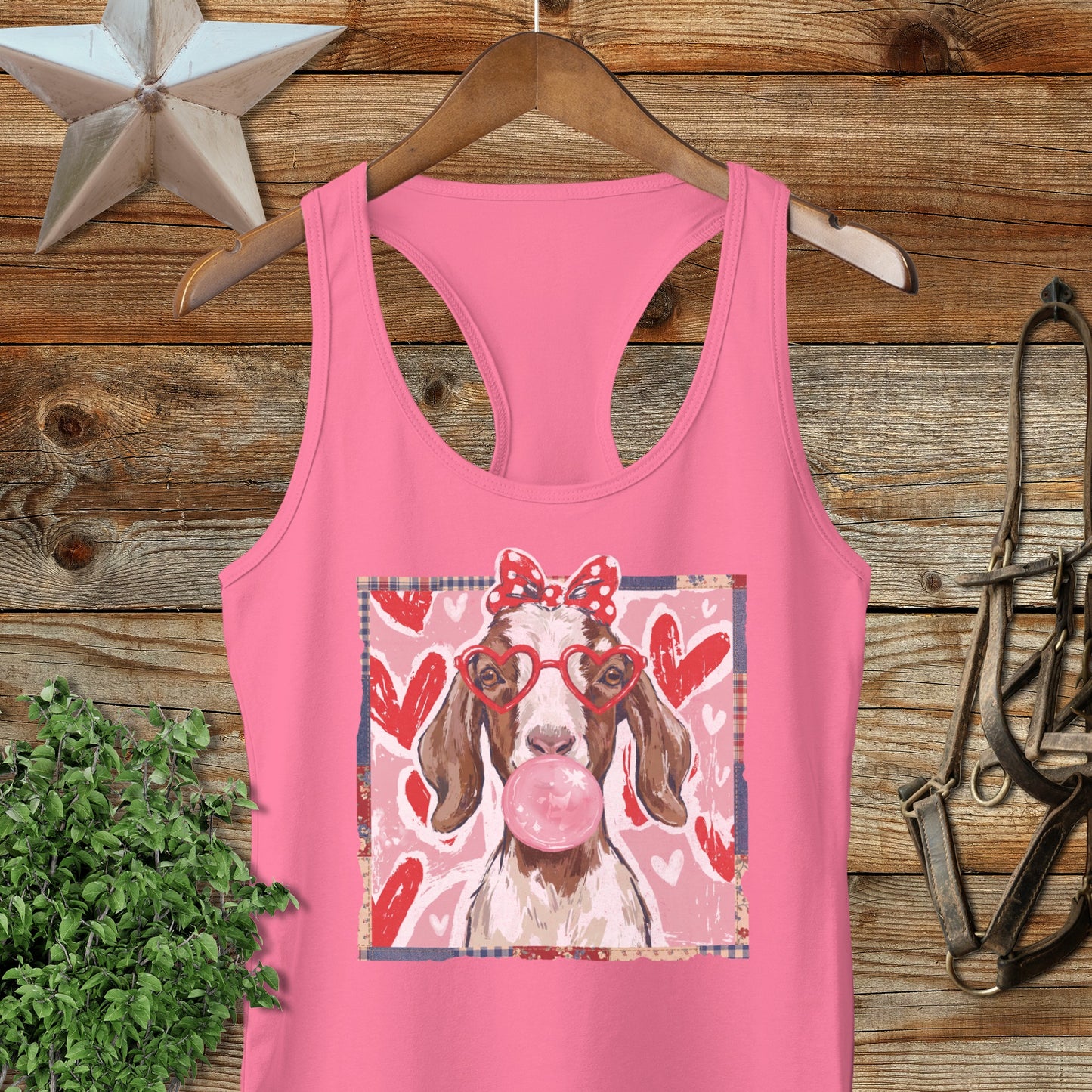 Whimsical Valentine - Floppy Ear Goat Racerback Tank