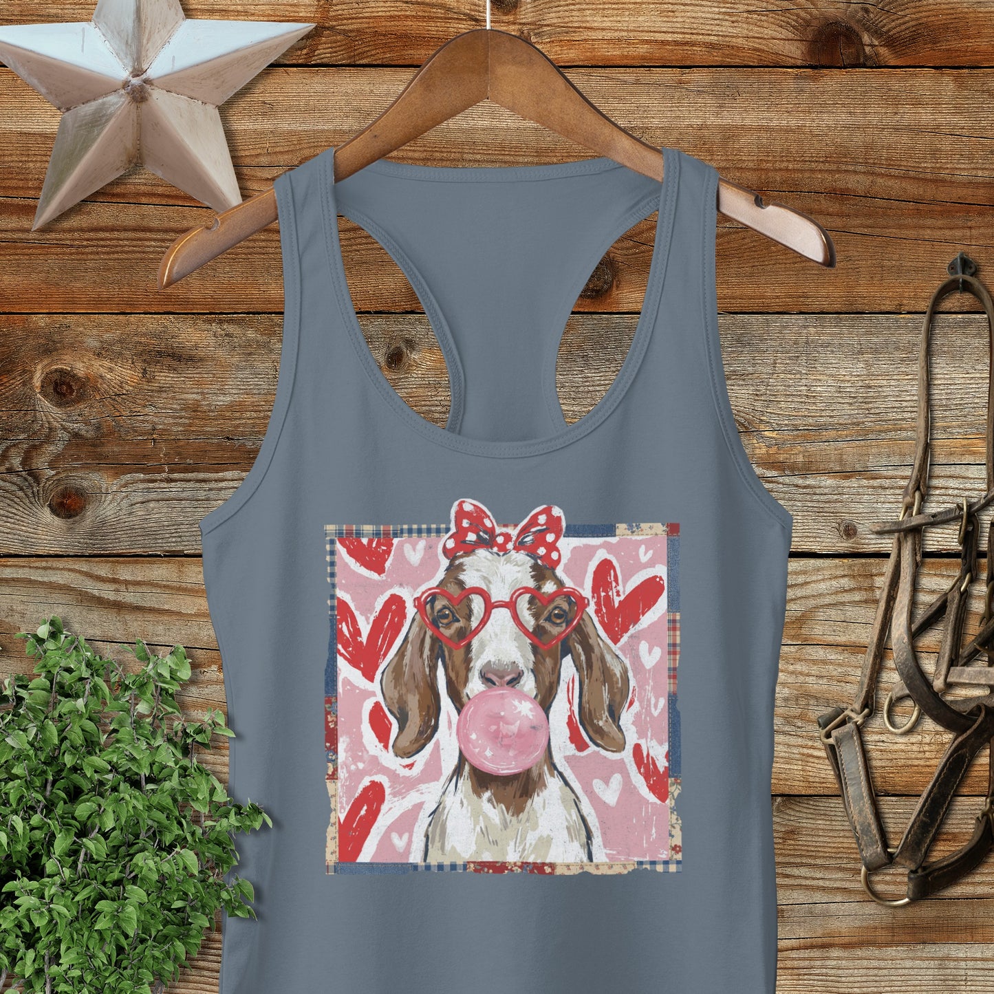 Whimsical Valentine - Floppy Ear Goat Racerback Tank