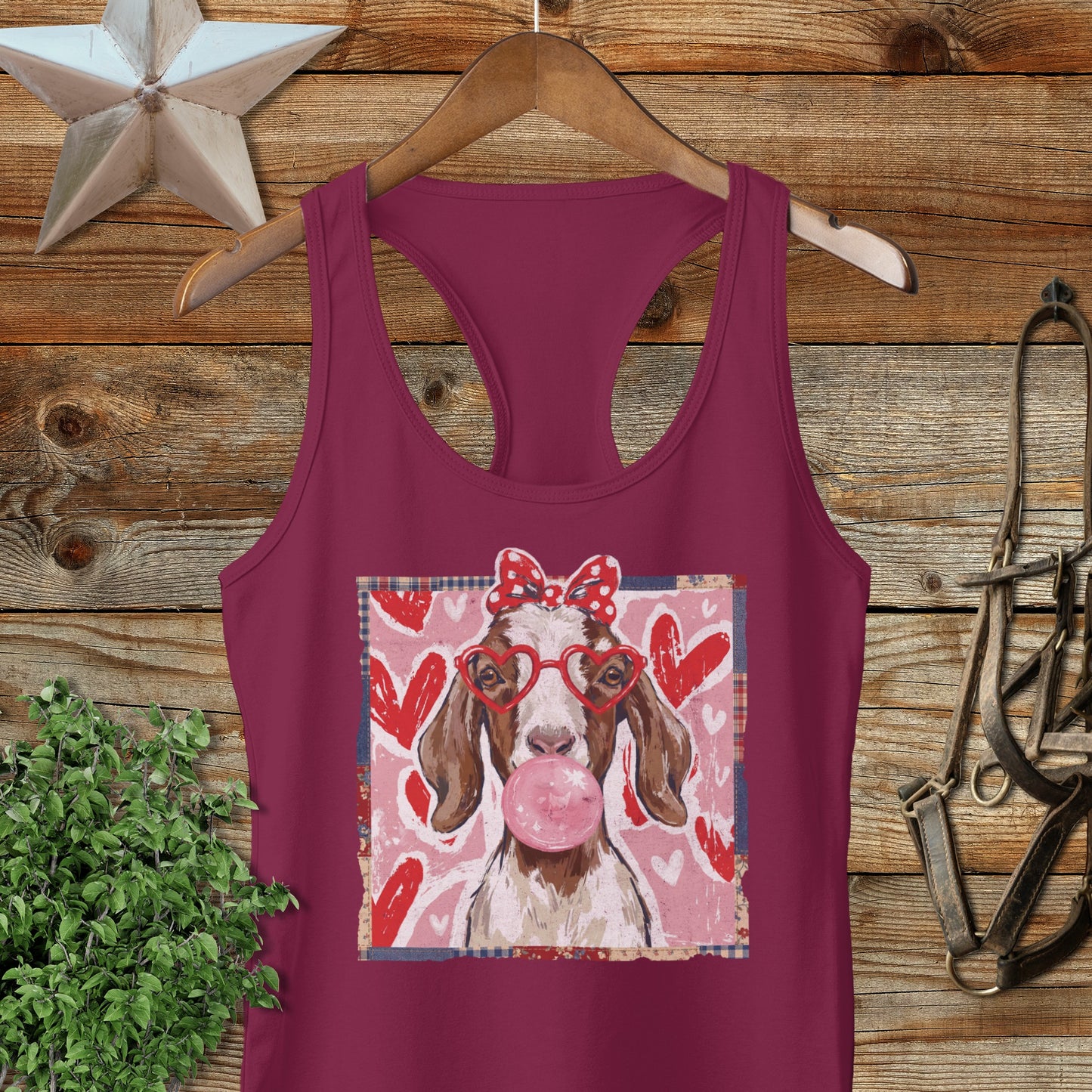 Whimsical Valentine - Floppy Ear Goat Racerback Tank