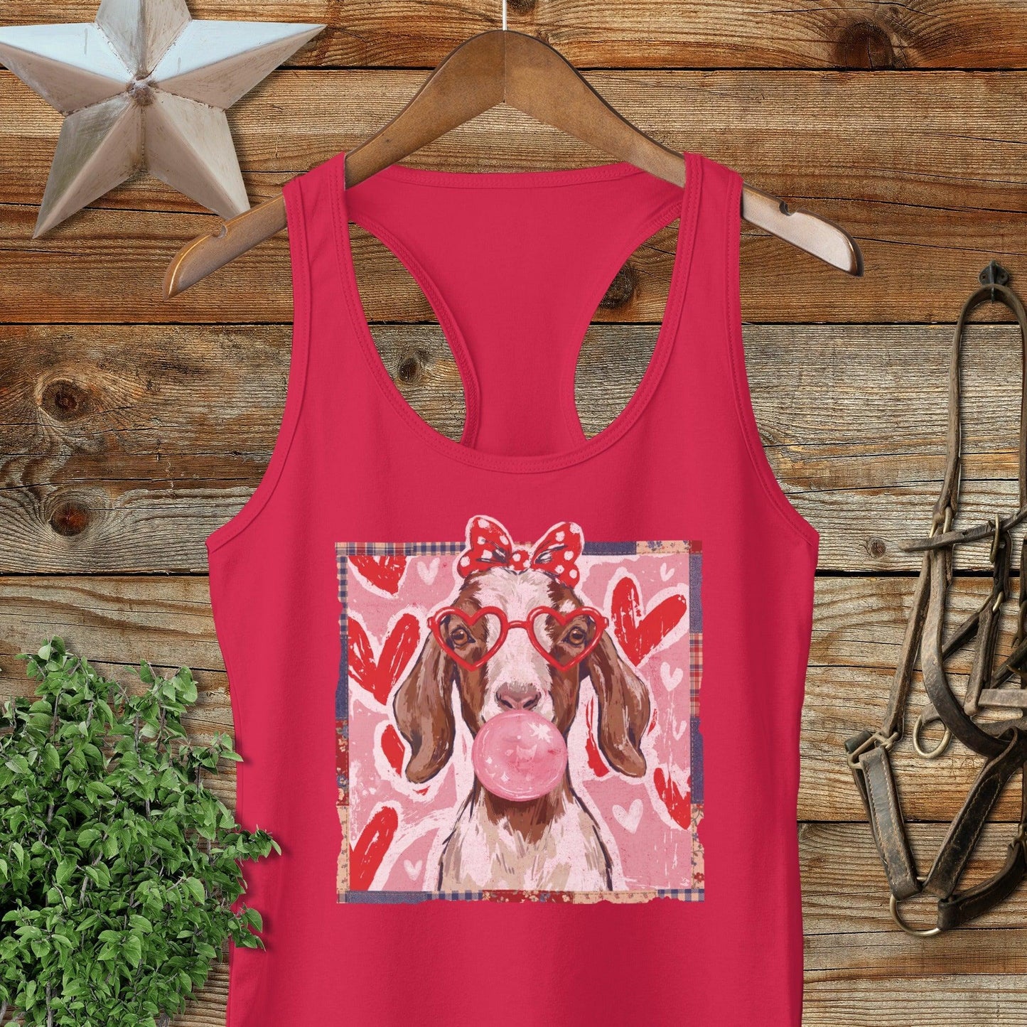 Whimsical Valentine - Floppy Ear Goat Racerback Tank