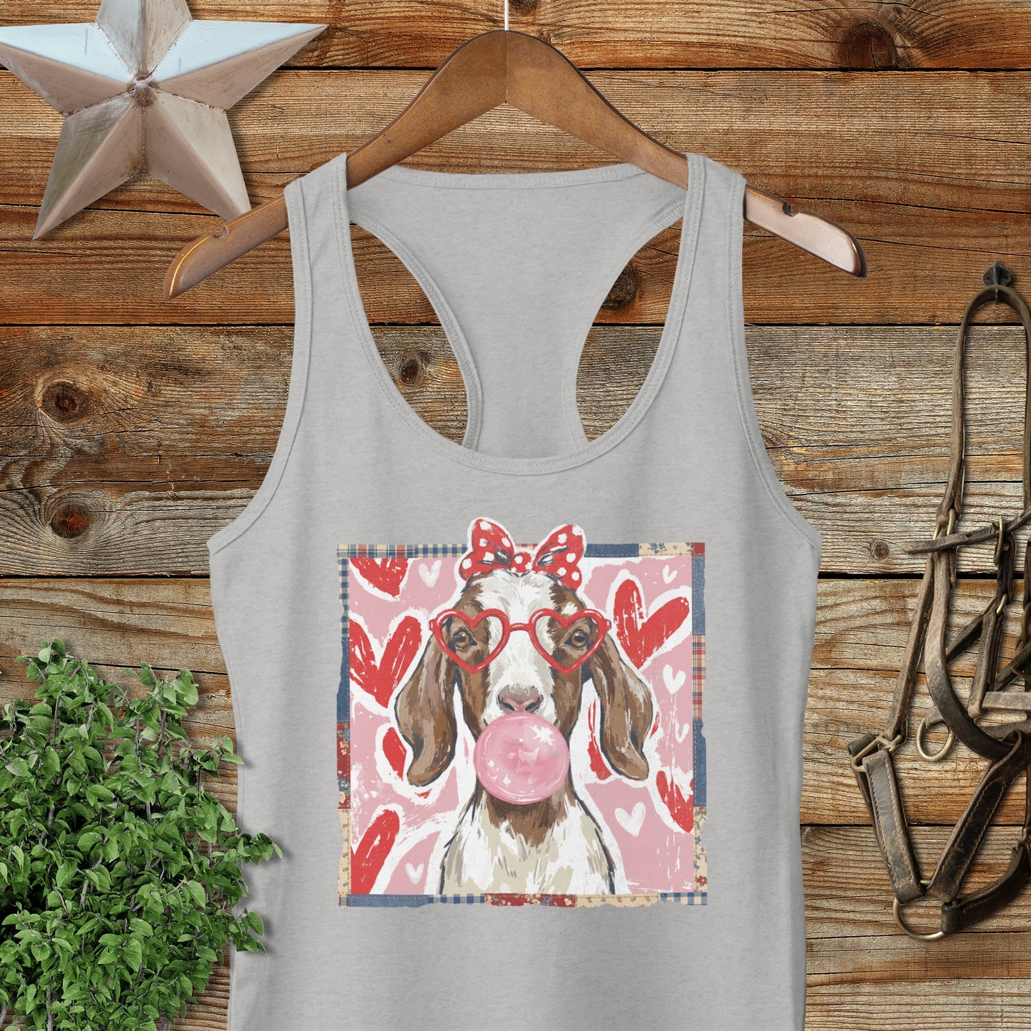 Whimsical Valentine - Floppy Ear Goat Racerback Tank