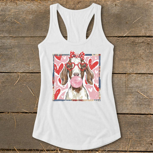 Whimsical Valentine - Floppy Ear Goat Racerback Tank