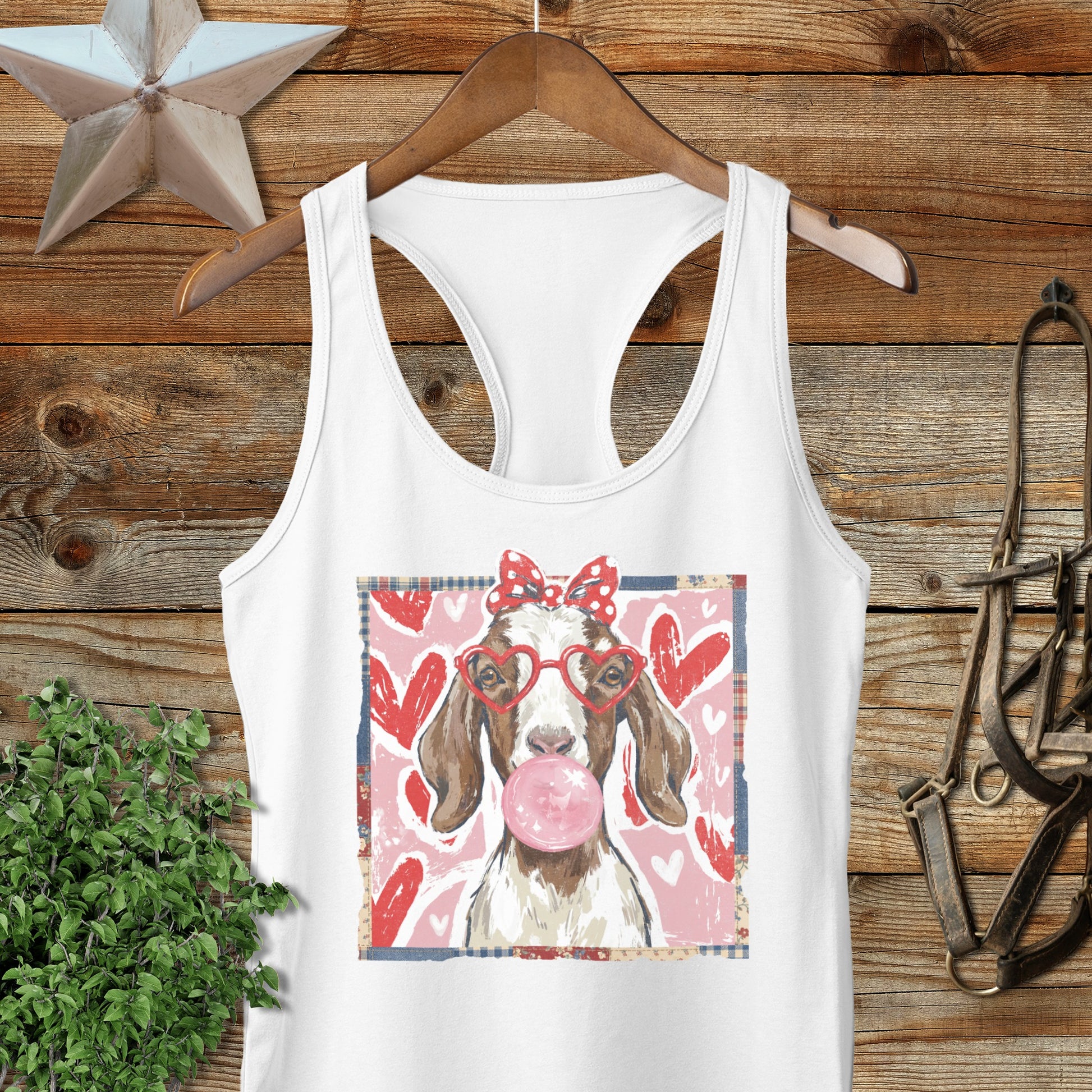 Whimsical Valentine - Floppy Ear Goat Racerback Tank