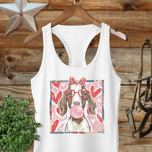 Whimsical Valentine - Floppy Ear Goat Racerback Tank