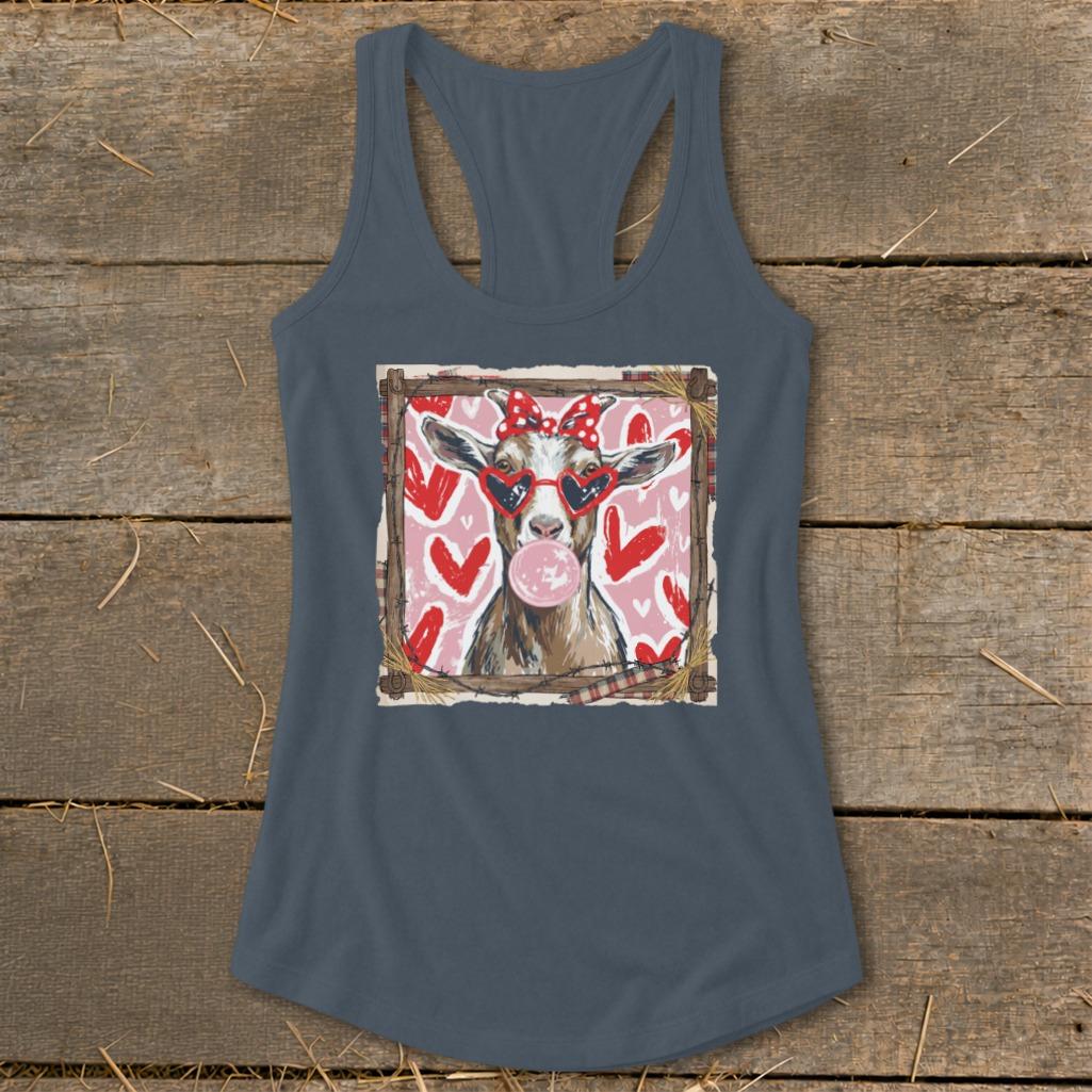 Whimsical Valentine - Goat Racerback Tank