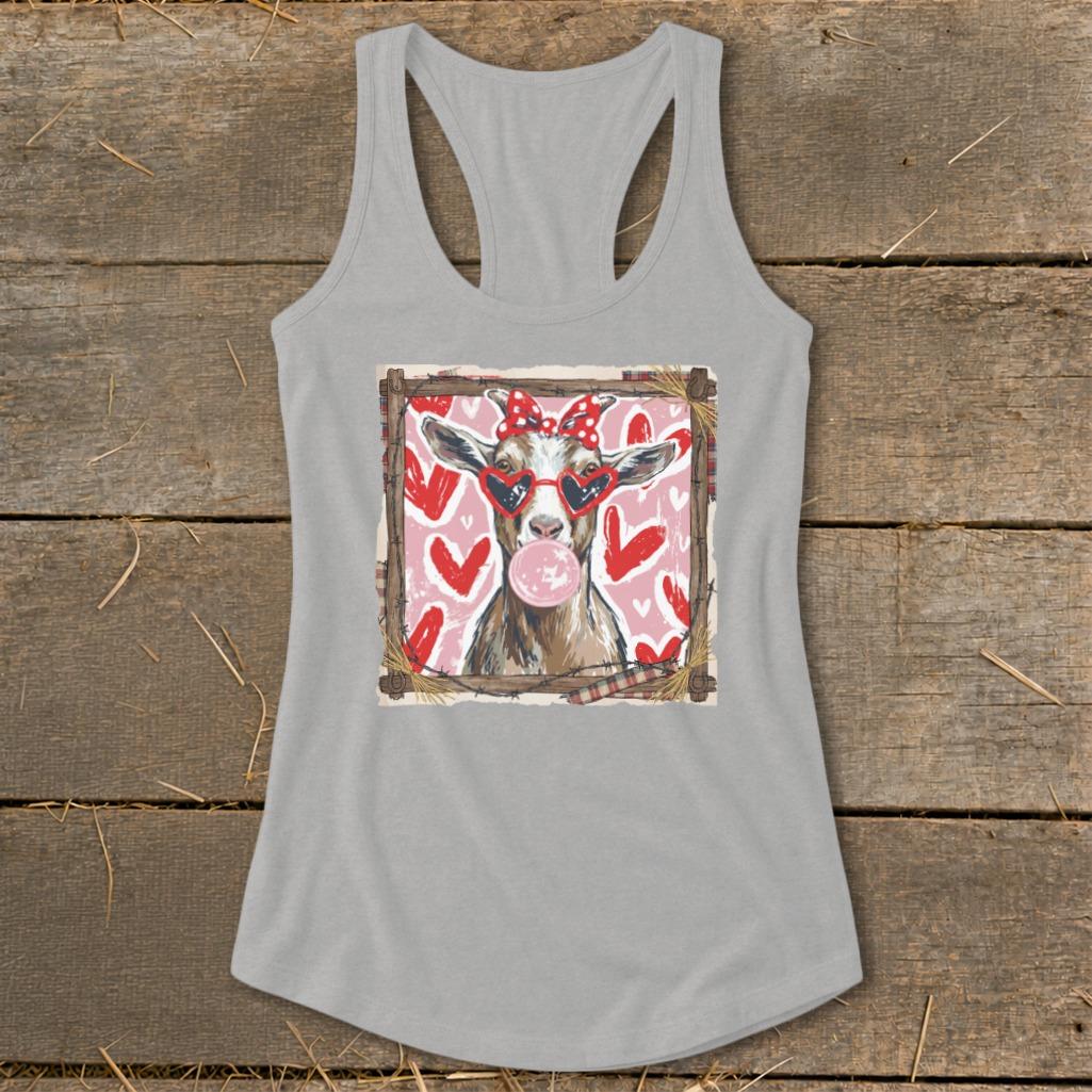 Whimsical Valentine - Goat Racerback Tank