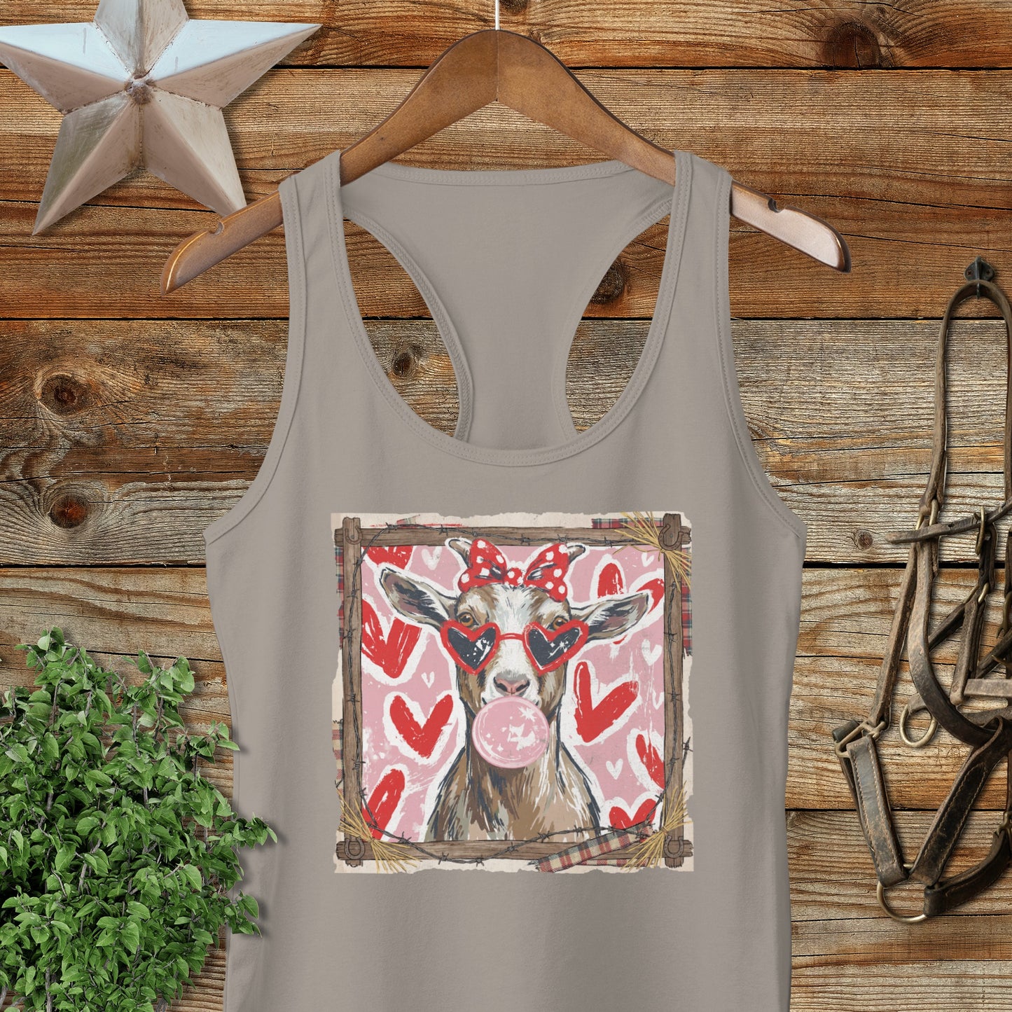 Whimsical Valentine - Goat Racerback Tank