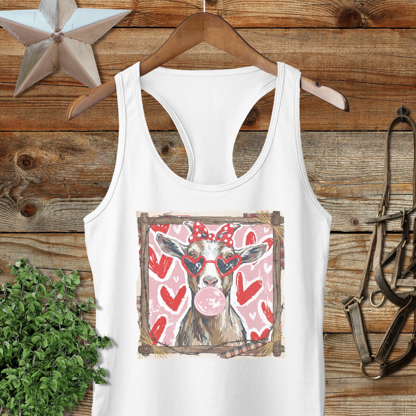 Whimsical Valentine - Goat Racerback Tank