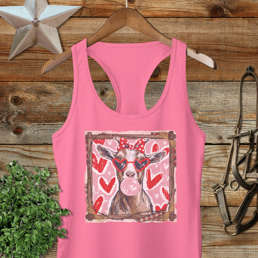 Whimsical Valentine - Goat Racerback Tank