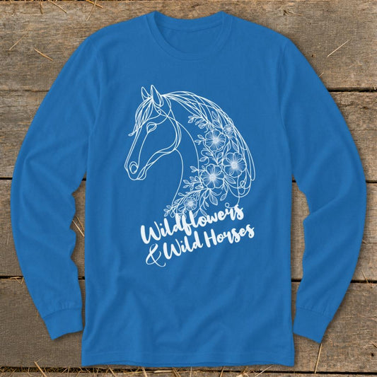 Wildflowers And Wild Horses Long Sleeve Tee - Royal