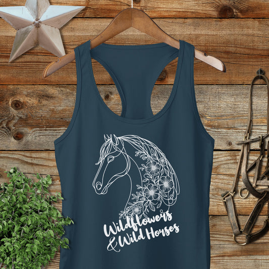 Wildflowers And Wild Horses Racerback Tank