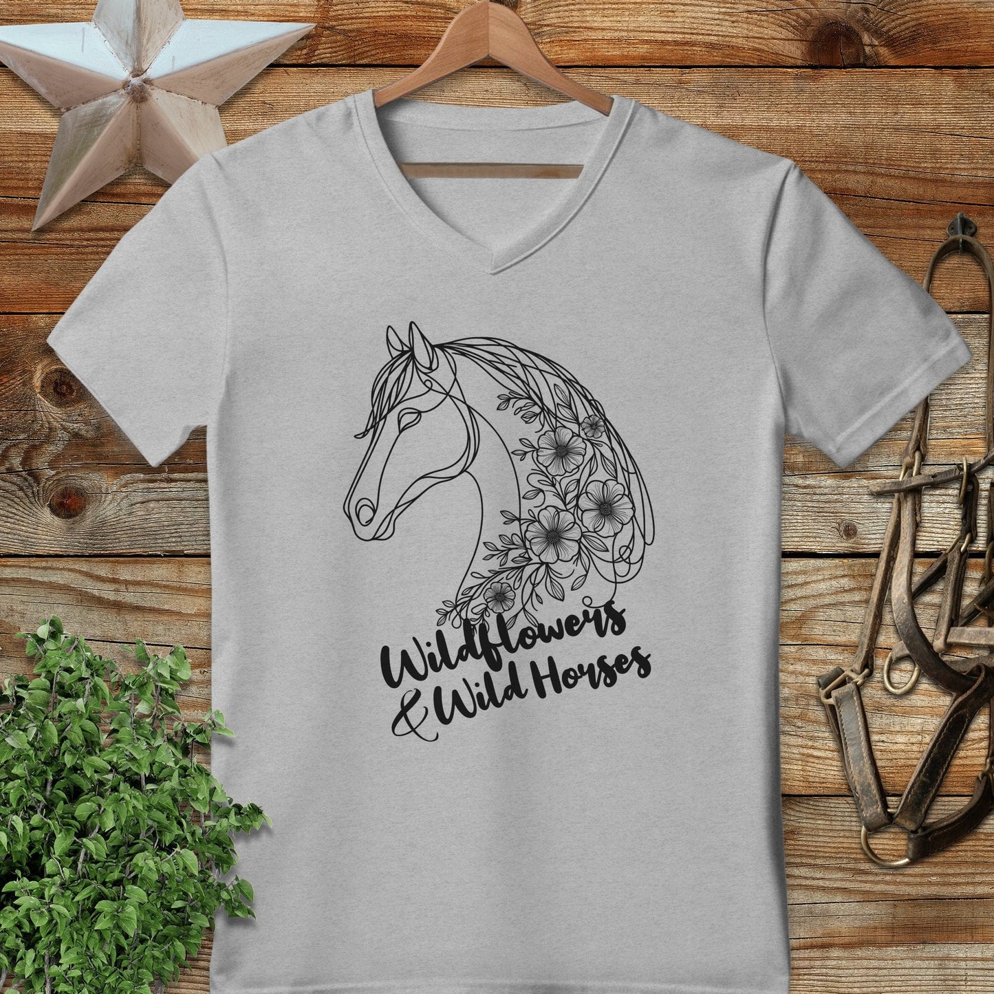 Wildflowers And Wild Horses V-neck