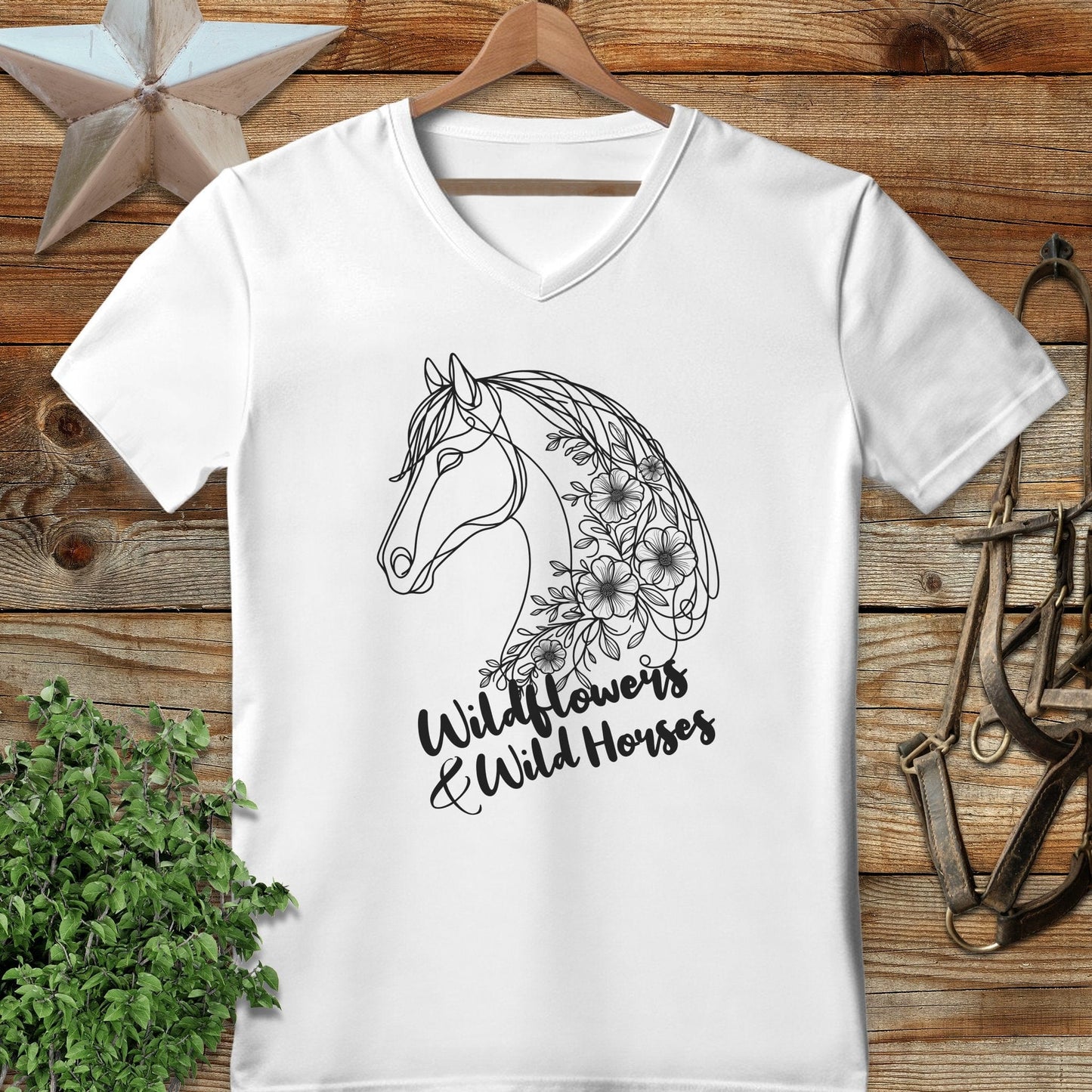 Wildflowers And Wild Horses V-neck