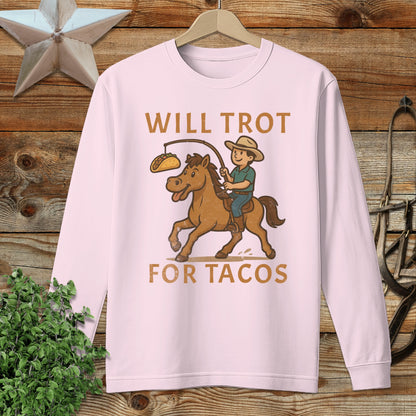 Will Trot for Tacos Long Sleeve Tee