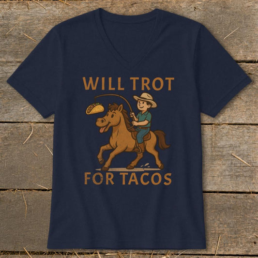 Will Trot for Tacos V-neck - Navy