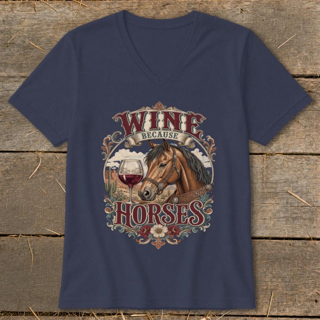 Wine Because Horses V-neck