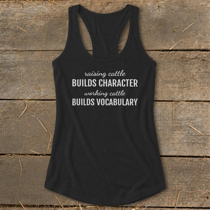 Working Cattle Builds Vocabulary Racerback Tank