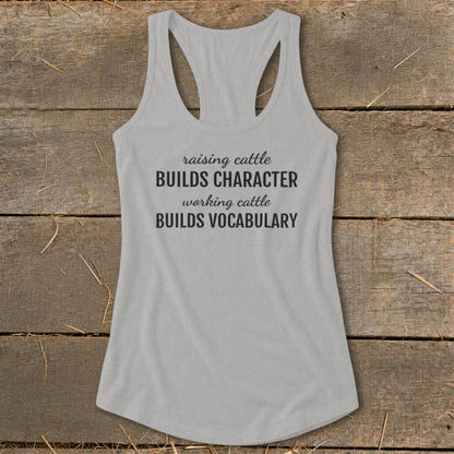 Working Cattle Builds Vocabulary Racerback Tank