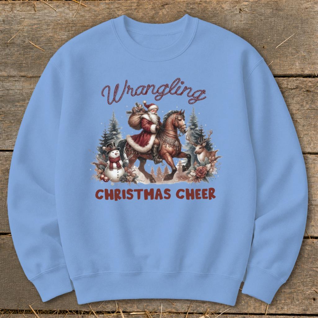 Wrangling Christmas Cheer Sweatshirt - Carolina Blue