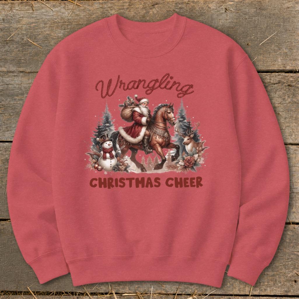 Wrangling Christmas Cheer Sweatshirt - Heather Scarlet Red