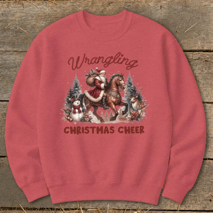 Wrangling Christmas Cheer Sweatshirt - Heather Scarlet Red