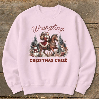 Wrangling Christmas Cheer Sweatshirt - Light Pink