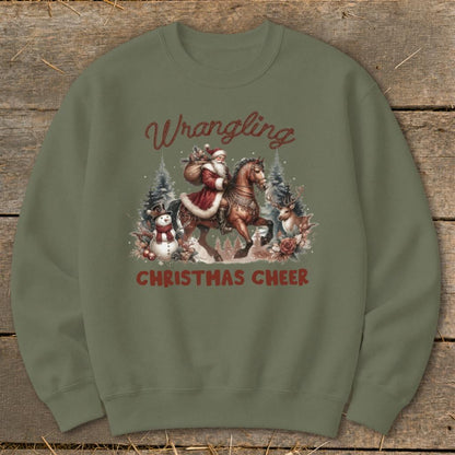 Wrangling Christmas Cheer Sweatshirt - Military Green